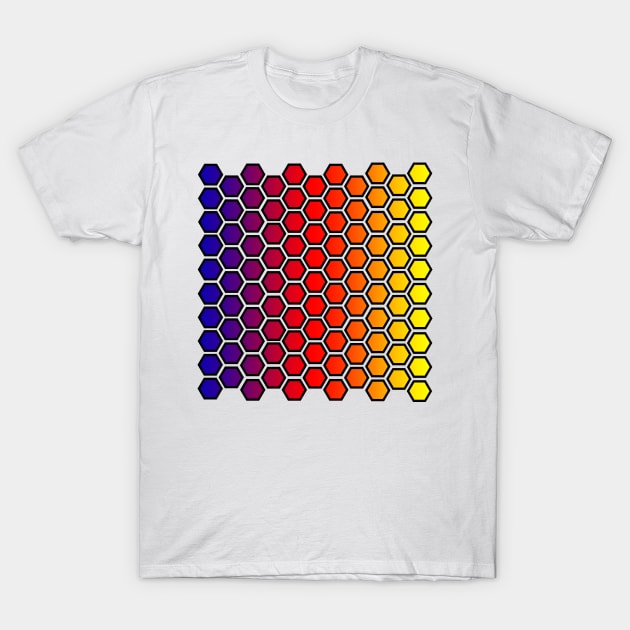 Bright geometric pattern of hexagons-honeycombs T-Shirt by Evgeniya